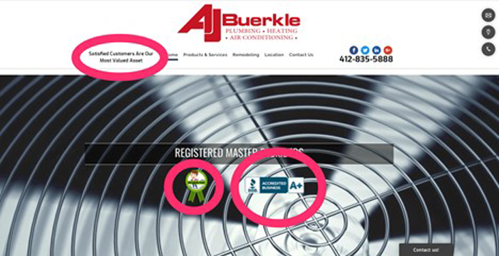 AJ Buerkle HVAC Plumbing Web Design