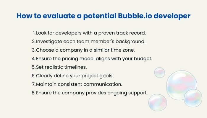 How to evaluate a potential Bubble.io developer